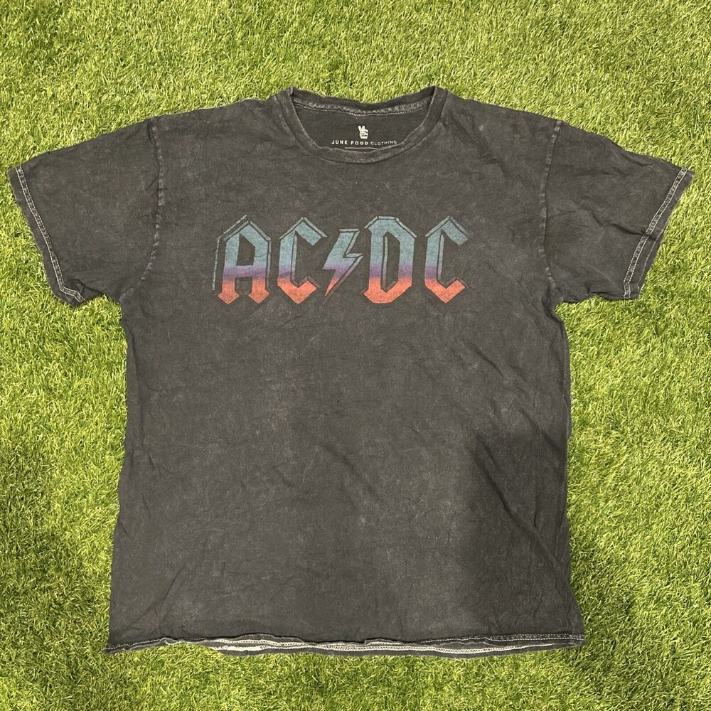 Retro AC DC Distressed Navy Shirt Men’s Size Small Junk Food Clothing